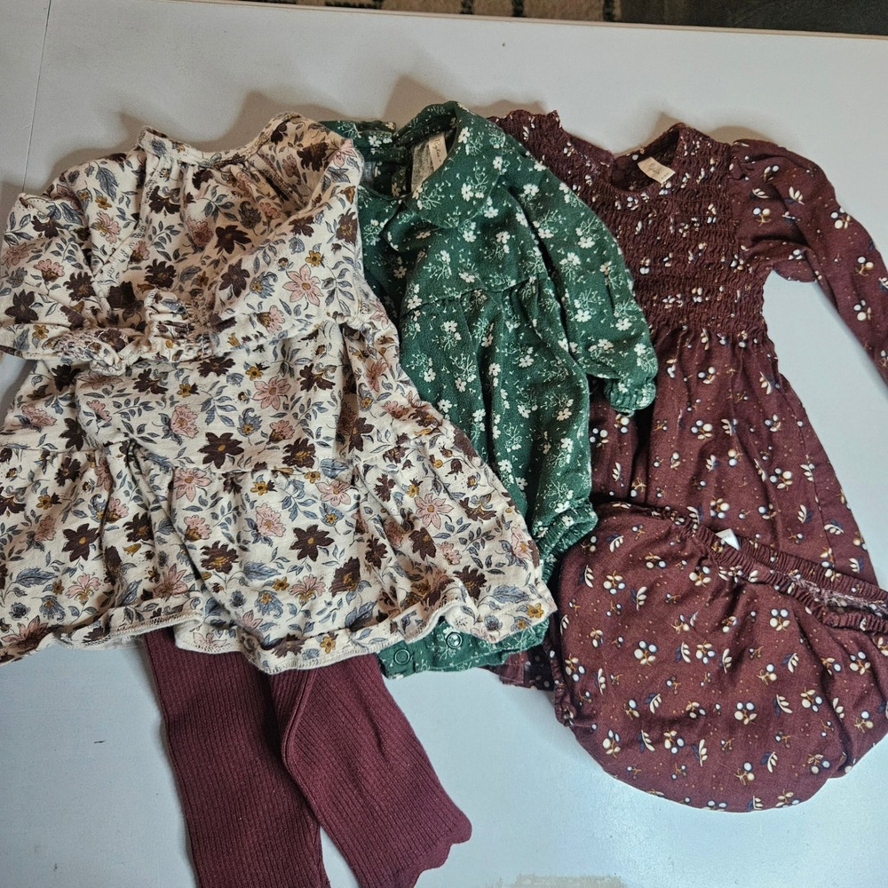 Rylee +‎ Cru Baby Girl Bundle 3-6M Floral Dress Romper Bloomers Leggings Set 4pc